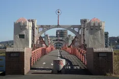 若き喜久雄らが舞を稽古する石川の吊橋 — 玉手橋